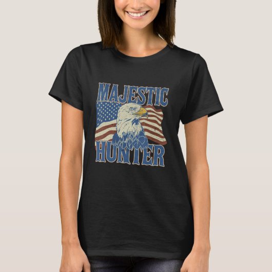 T-shirt Majestic Hunter Drapeau Américain Patriotique Harp (Devant)