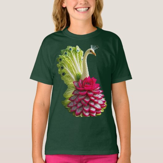T-shirt Majestic Multicolor Peacock Conçu (Devant)