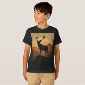 T-shirt Majestic Stag Deer Silhouette at Sunset (Devant entier)
