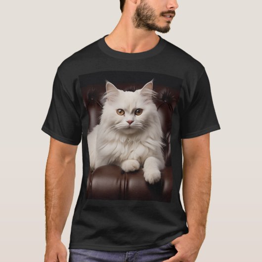 T-shirt Majestic white cat (Devant)