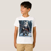 T-shirt majestueuse chouette de neige perchée sur une bran (Devant entier)