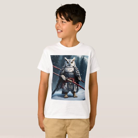 T-shirt majestueuse chouette de neige perchée sur une bran (Devant entier)