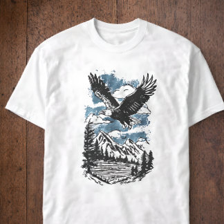 T-shirt Majestueux lac de montagne Eagle Nature Faune