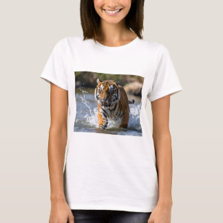 T-shirt Majestueux Tigre Courant dans l'Eau