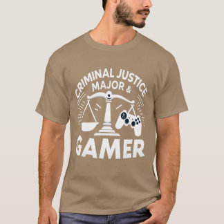 T-shirt Major de la justice pénale joueur de jeux vidéo dr