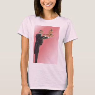 T-shirt Majordome vintage en smoking servant du vin sur un