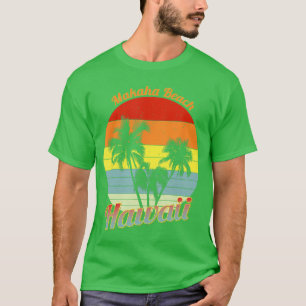 T-shirt Makaha Beach Hawaï Rétro Palmiers Tropicaux Vacanc