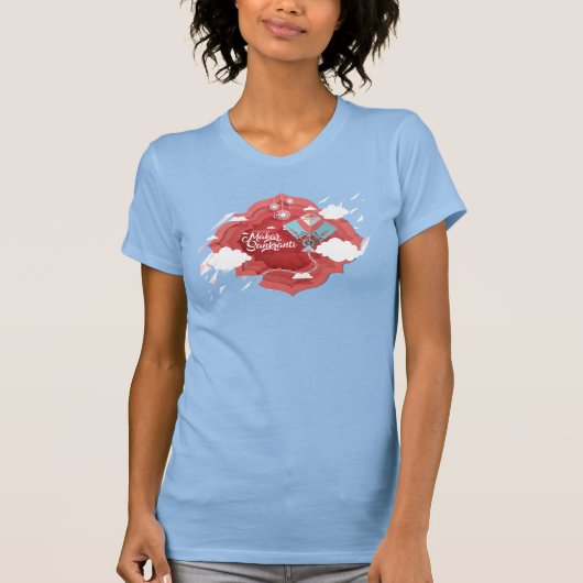 T-shirt Makar Sankranti bleu et rouge cerf-volant (Devant)
