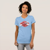 T-shirt Makar Sankranti bleu et rouge cerf-volant (Devant entier)