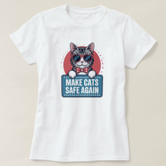 T-shirt Make Cats Safe Again Funny Patriotic Cat Sunglasse