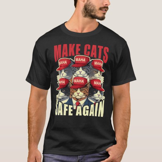T-shirt Make Cats Safe Again Red Cat Hat Maha 2024 Debate (Devant)