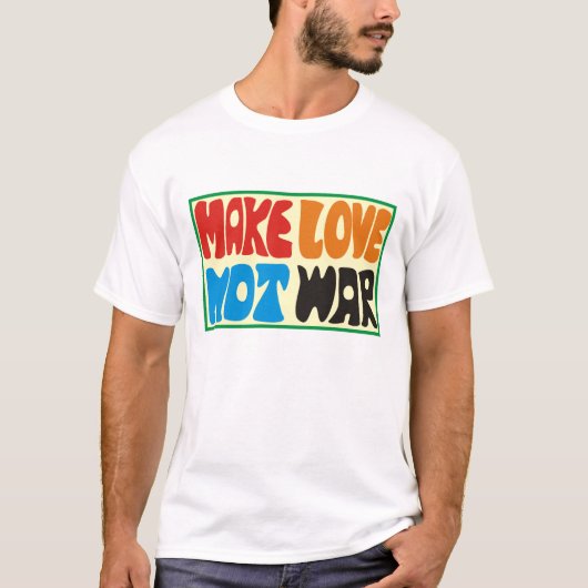 T-shirt Make Love not était Hippie Sort (Devant)