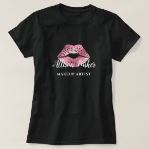 T-shirt MAKEUP ARTIST Pink Logo Kiss Nom