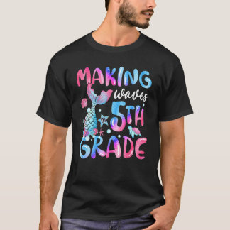 T-shirt Making Waves In 5th Grade Fish Tail Tie Dye Back T