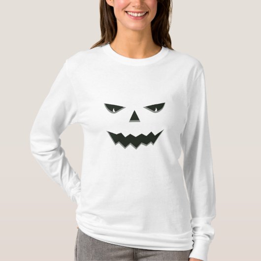 T-shirt Mal Éffrayant Citrouille Face Jack O'Lantern Hallo (Devant)