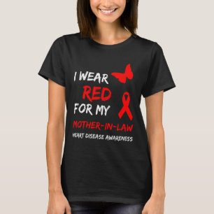 T-shirt Maladie Cardiaque Je Porte Du Rouge Pour Ma Belle-