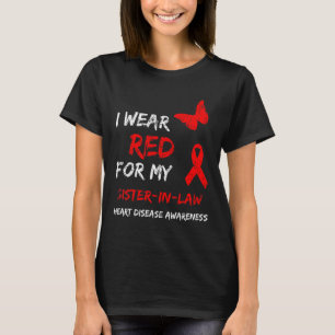 T-shirt Maladie Cardiaque Je Porte Du Rouge Pour Ma Belle-