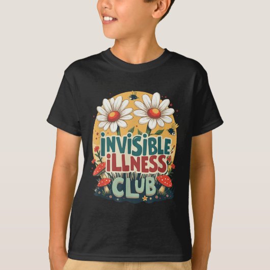 T-shirt Maladie invisible mignon Club social, floral caché (Devant)