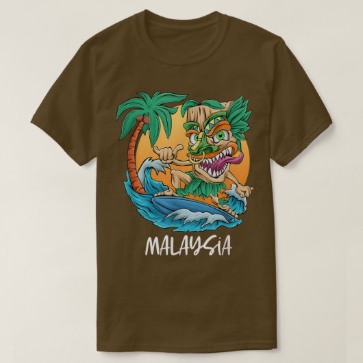T-shirt Malaisie Palm Tree Surf Beach Vacances Tiki Man (Design devant)