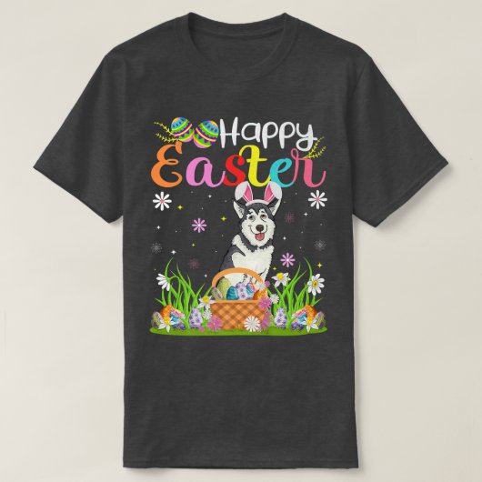 T-shirt Malamute Chien Bunny Oeuf Chasse Drôle Malamute Ha (Design devant)