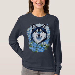 T-shirt Malamute d'Alaska et fleurs sauvages Myosotis