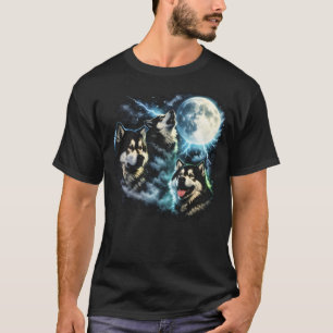 T-shirt Malamute d'Alaska hurlant à la Lune Chien Arctique