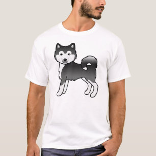 T-shirt Malamute d'Alaska noir et blanc Chien de dessin an