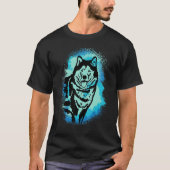 T-shirt Malamute d'Alaska Peinture Bleue Design Maman Chie (Devant)
