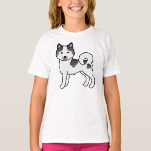 T-shirt Malamute d'Alaska pie noir mignon chien de dessin