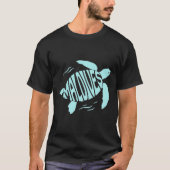 T-shirt Maldives Sea Turtle - Tropical Blue Typography (Devant)
