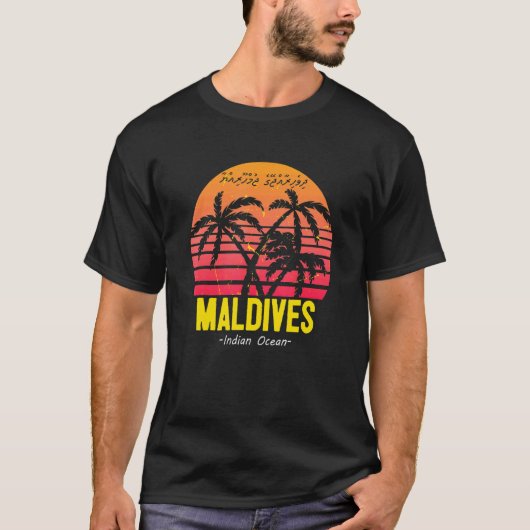 T-shirt Maldives Sunset Palm Trees Dhivehi Malé Indian Oce (Devant)
