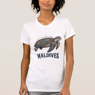 T-shirt Maldives Vintage Tortue de Mer Chemise de Voyage D