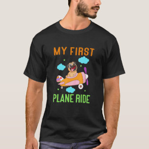 T-shirt Mâle ou femelle pug en avion pour la première fois