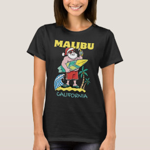 T-shirt MALIBU CALIFORNIA Père Noël Christmas Surfing