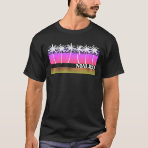 T-shirt Malibu California Retro Style Plage Sunset Vintage
