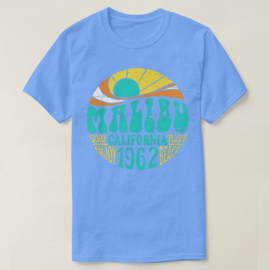 T-shirt Malibu California Retro Surf Team Beach (Design devant)