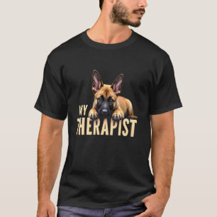 T-shirt Malininois Drôle de Chien Mon Thérapeute Berger Be