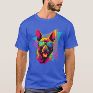 T-shirt Malinois belge avec lunettes de soleil fille 80s 9