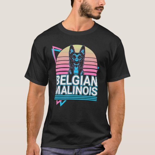 T-shirt Malinois belge rétro (Devant)