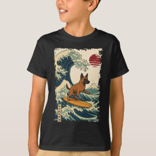 T-shirt Malinois belge surfant sur la vague japonaise de K