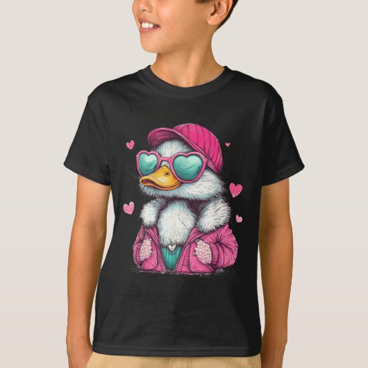 T-shirt Mallard Duck Hunting Funny Valentine's Day Heart G (Devant)