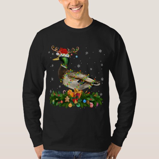 T-shirt Mallard Duck Lover Reindeer Santa Hat Mallard Chri (Devant)