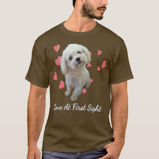 T-shirt Maltais Amoureux des chiens Rose Coeurs Maltipoo C