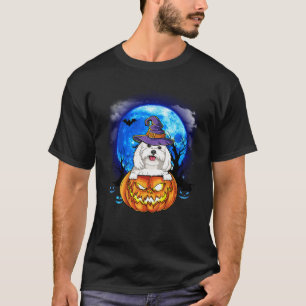 T-shirt Maltais sorcière Lune Citrouille effrayant Hallowe