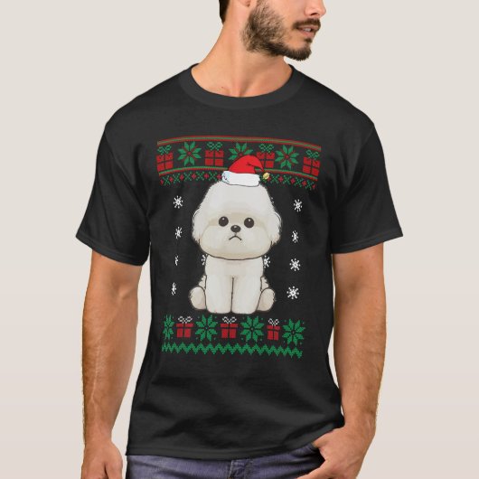 T-shirt Maltese Dog Ugly Sweater Christmas for Puppy Dog (Devant)