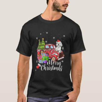 T-shirt Maltese équitation Camion Rouge Noël Joyeux Noël