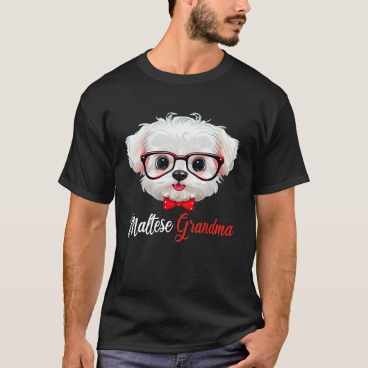 T-shirt Maltese Grandma Headband Glasses (Devant)