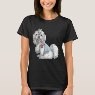 T-shirt Maltese I Love Maman Tattoo Dog Funny Mothers Day