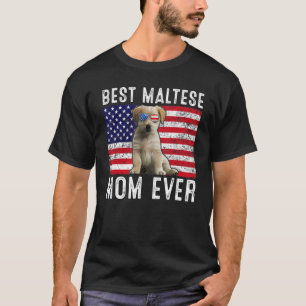T-shirt Maltese Maman Usa Drapeau Américain Maltais Propri