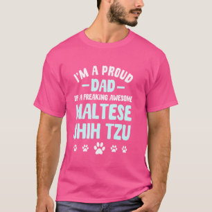 T-shirt Maltese Shih Tzu Chien Papa Éleveur Mal Shi Lover